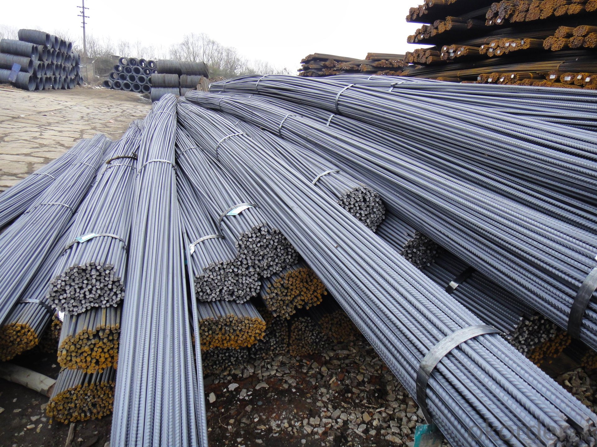 TMT reinforcing steel rebar bundles